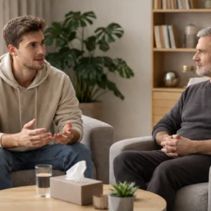 billede af ung mand i terapi hos psykoterapeut Thomas Jacobsen